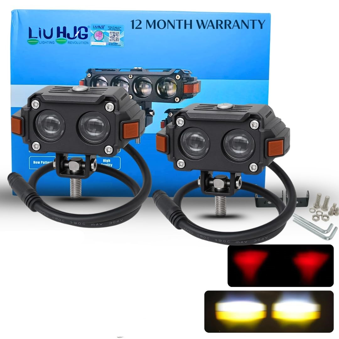 2 Pcs Set HJG Hazard Series Fog Light Double Lens 80W Orange Hazard DRL Fog light Ultra Wide Dual Colour Fog Light