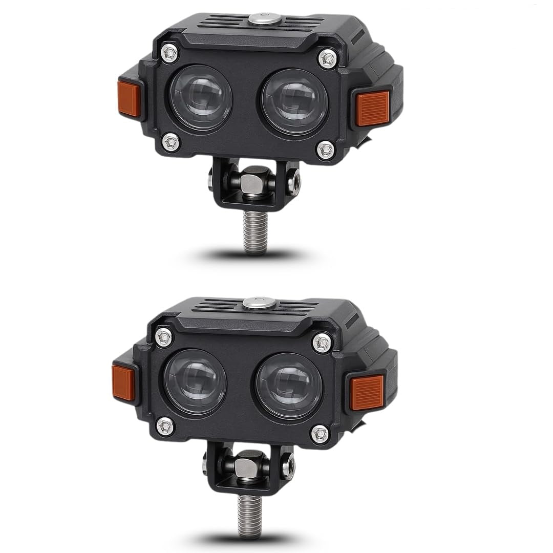 1 Pc HJG Hazard Series Fog Light Double Lens 80W Orange Hazard DRL Fog light Ultra Wide Dual Colour Fog Light