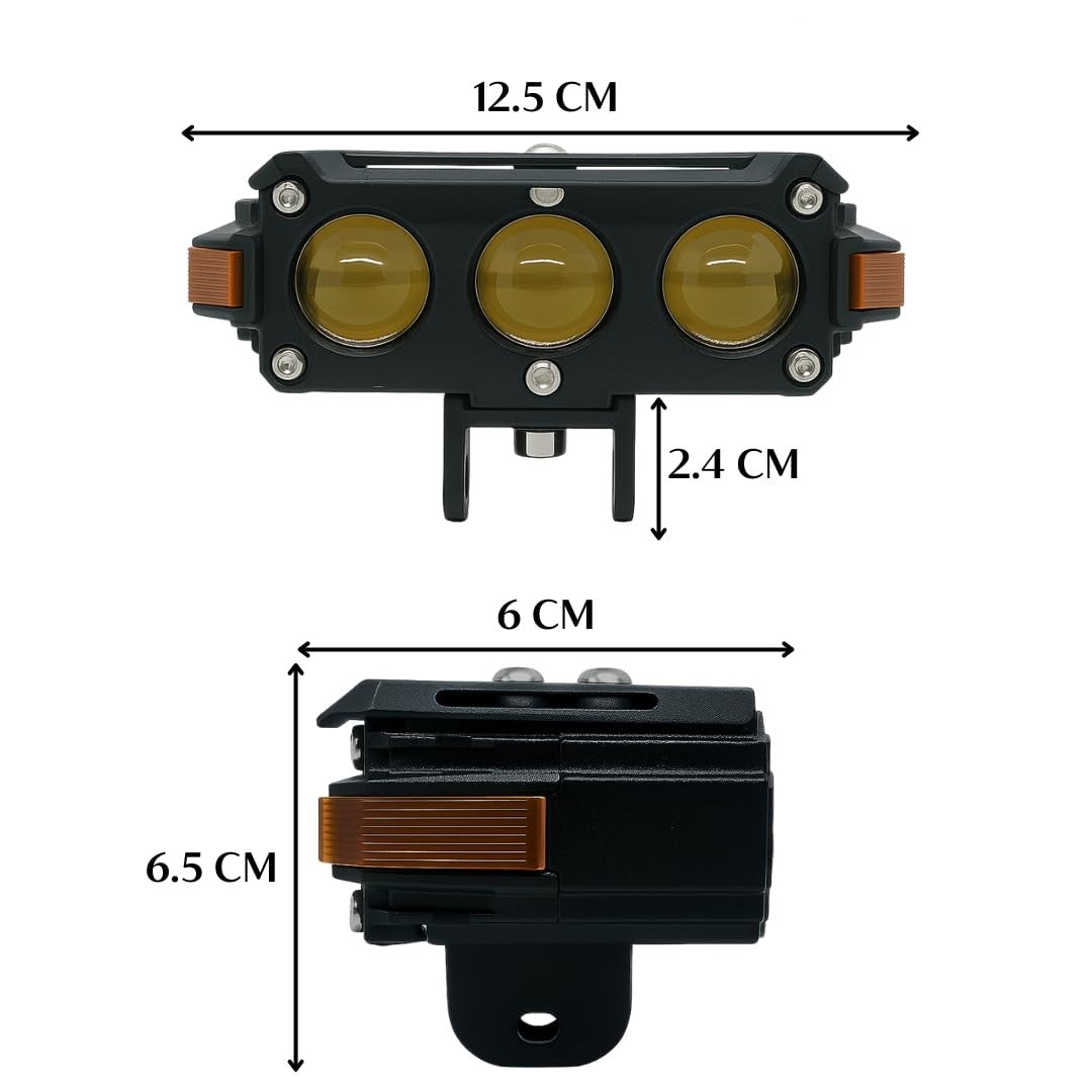 1 Pc HJG Hazard Series Fog Light Triple Lens 80W Orange Hazard DRL Fog light Ultra Wide Dual Colour Fog Light