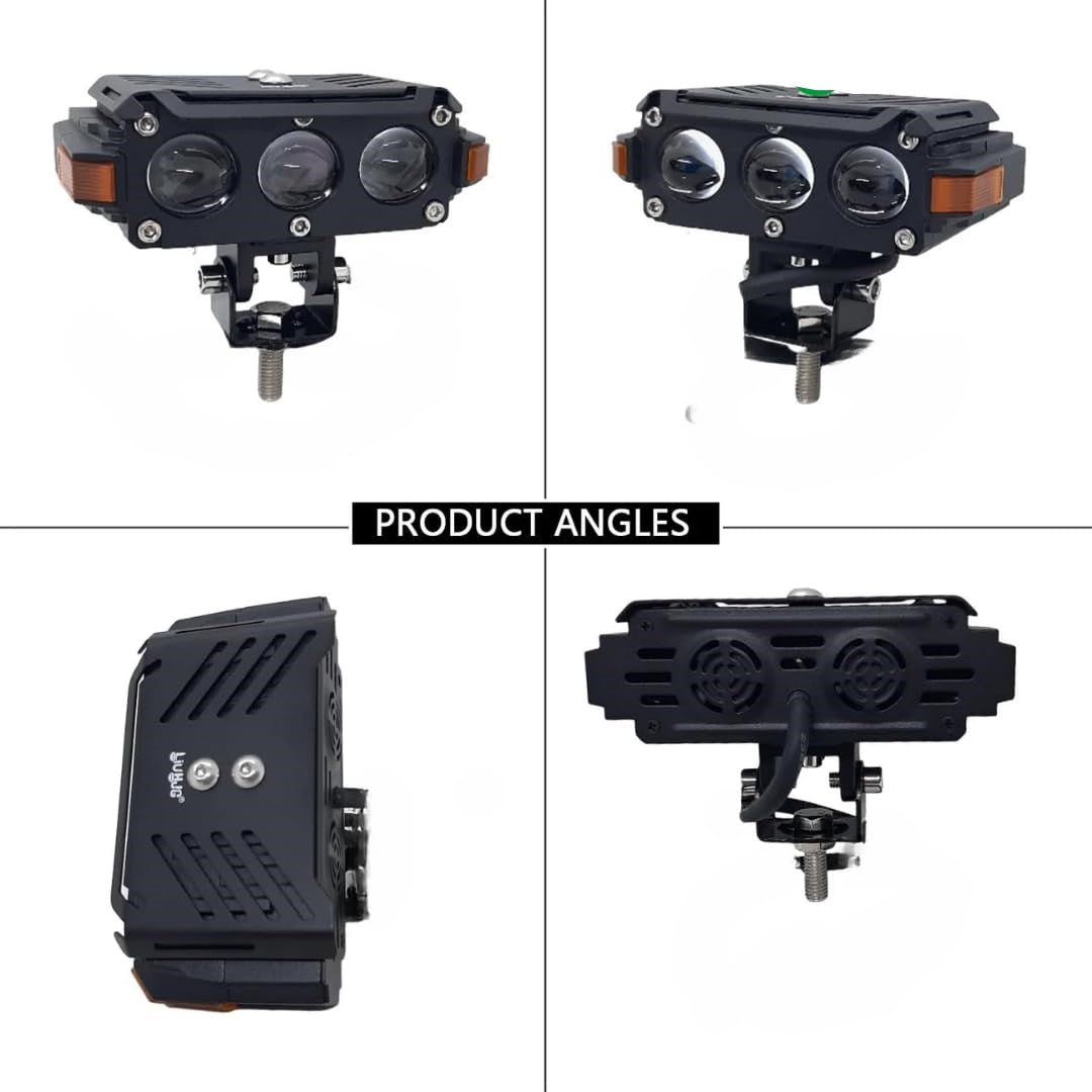 1 Pc HJG Hazard Series Fog Light Triple Lens 80W Orange Hazard DRL Fog light Ultra Wide Dual Colour Fog Light