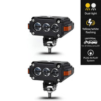 2 Pcs Set HJG Hazard Series Fog Light Triple Lens 80W Orange Hazard DRL Fog light Ultra Wide Dual Colour Fog Light