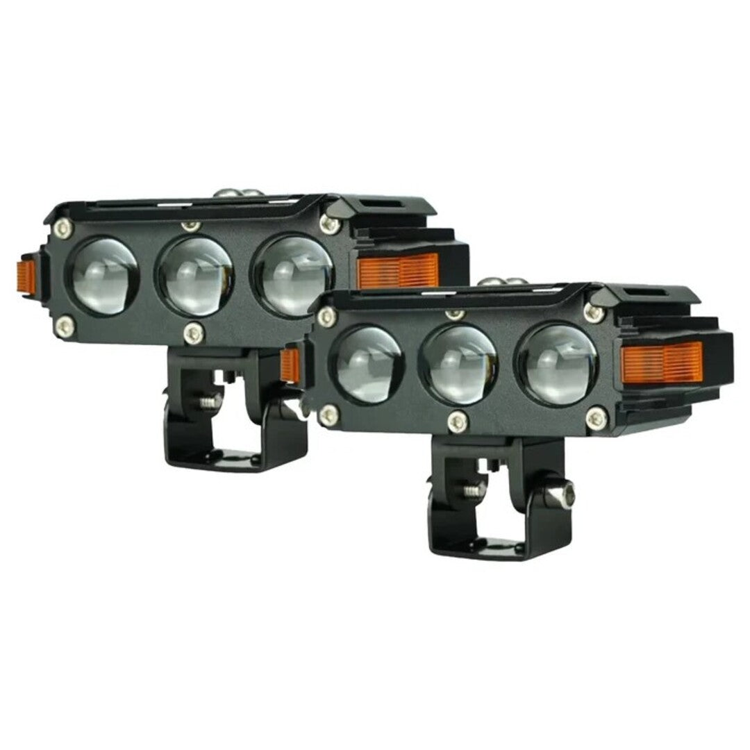 1 Pc HJG Hazard Series Fog Light Triple Lens 80W Orange Hazard DRL Fog light Ultra Wide Dual Colour Fog Light
