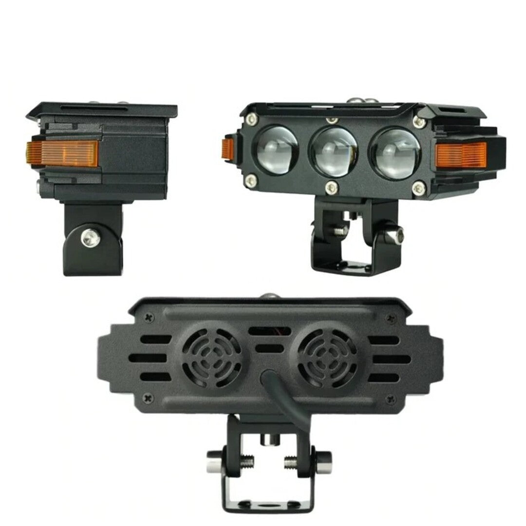 1 Pc HJG Hazard Series Fog Light Triple Lens 80W Orange Hazard DRL Fog light Ultra Wide Dual Colour Fog Light