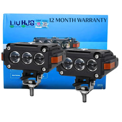 1 Pc HJG Hazard Series Fog Light Triple Lens 80W Orange Hazard DRL Fog light Ultra Wide Dual Colour Fog Light