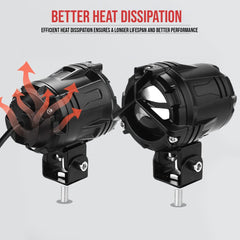 2 Pcs Set HJG Mers-Star ☮ Style Projector Fog Lights For All Bikes, Cars - Jeep