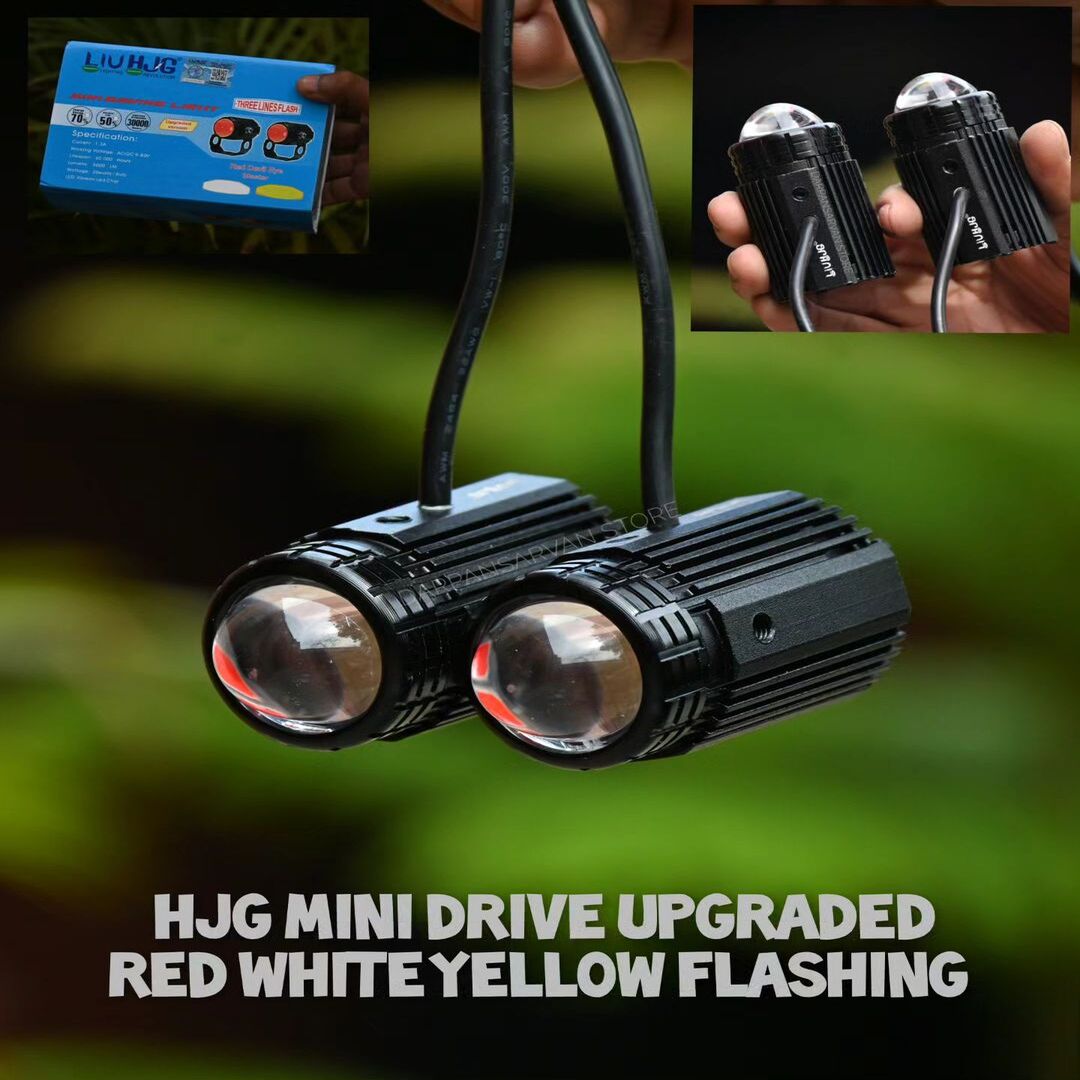 2 Pc Set HJG Mini Projector Driving Fog Lights Upgraded Version With Devil Eye Function For All Bikes, Cars - Jeep