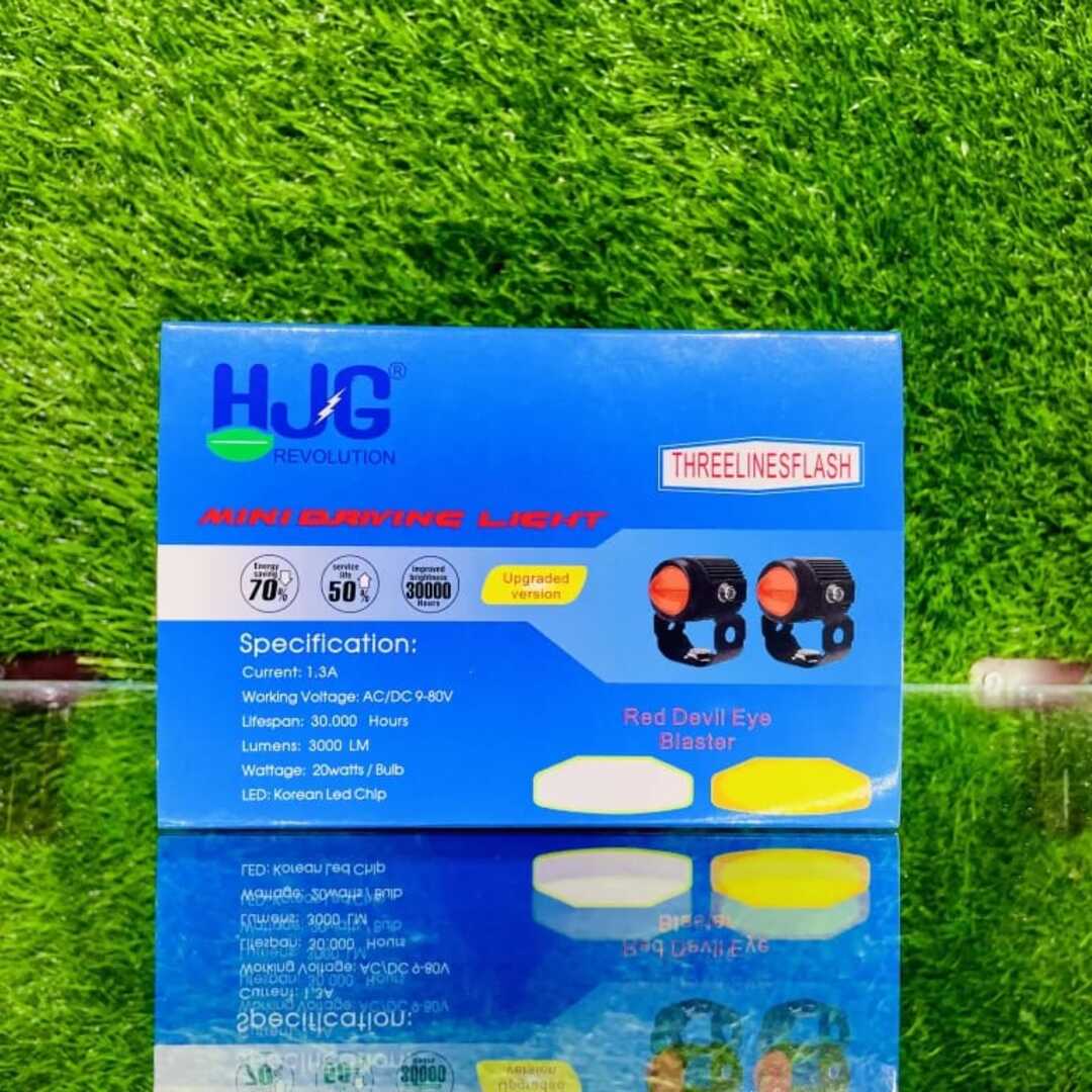 2 Pc Set HJG Mini Projector Driving Fog Lights Upgraded Version With Devil Eye Function For All Bikes, Cars - Jeep