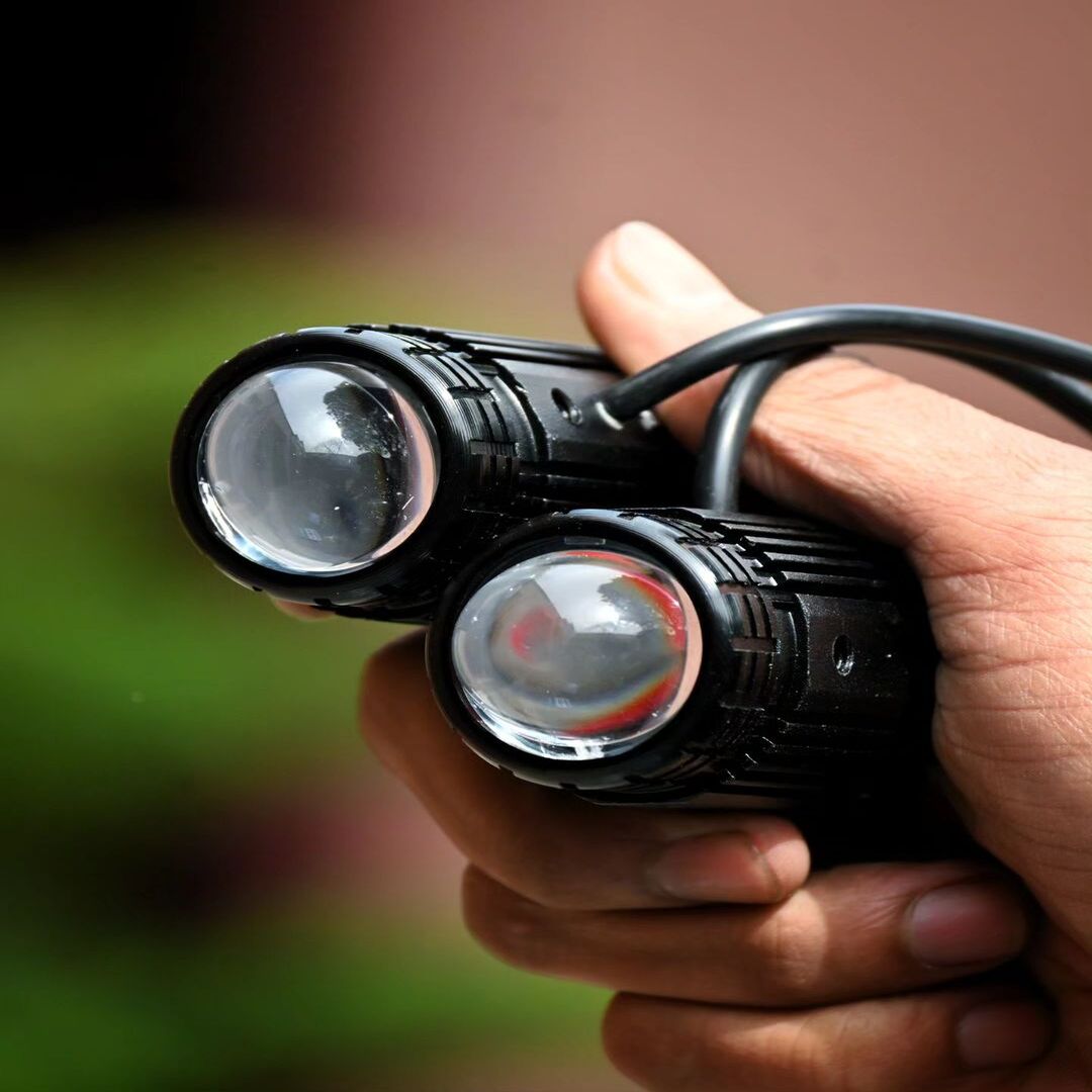 2 Pc Set HJG Mini Projector Driving Fog Lights Upgraded Version With Devil Eye Function For All Bikes, Cars - Jeep