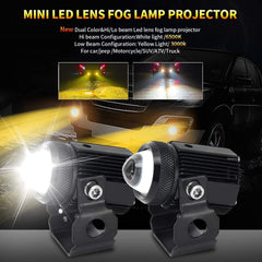2 Pcs Set HJG Mini Projector Driving Fog Lights for all Bikes, Cars - Jeep