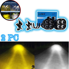 2 Pcs Set  HJG Original Cree SMD Quad Lens Projector Dual Colour Yellow/White With Bonnet Brackets For Jeep/Car