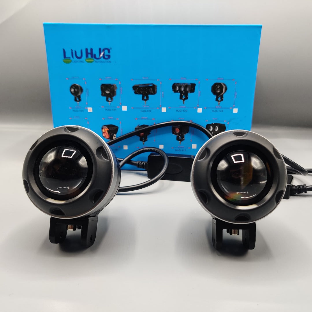 2 Pcs Set HJG Projector Sharoud Cut Lens Light With Dual Color High/Low Shutter