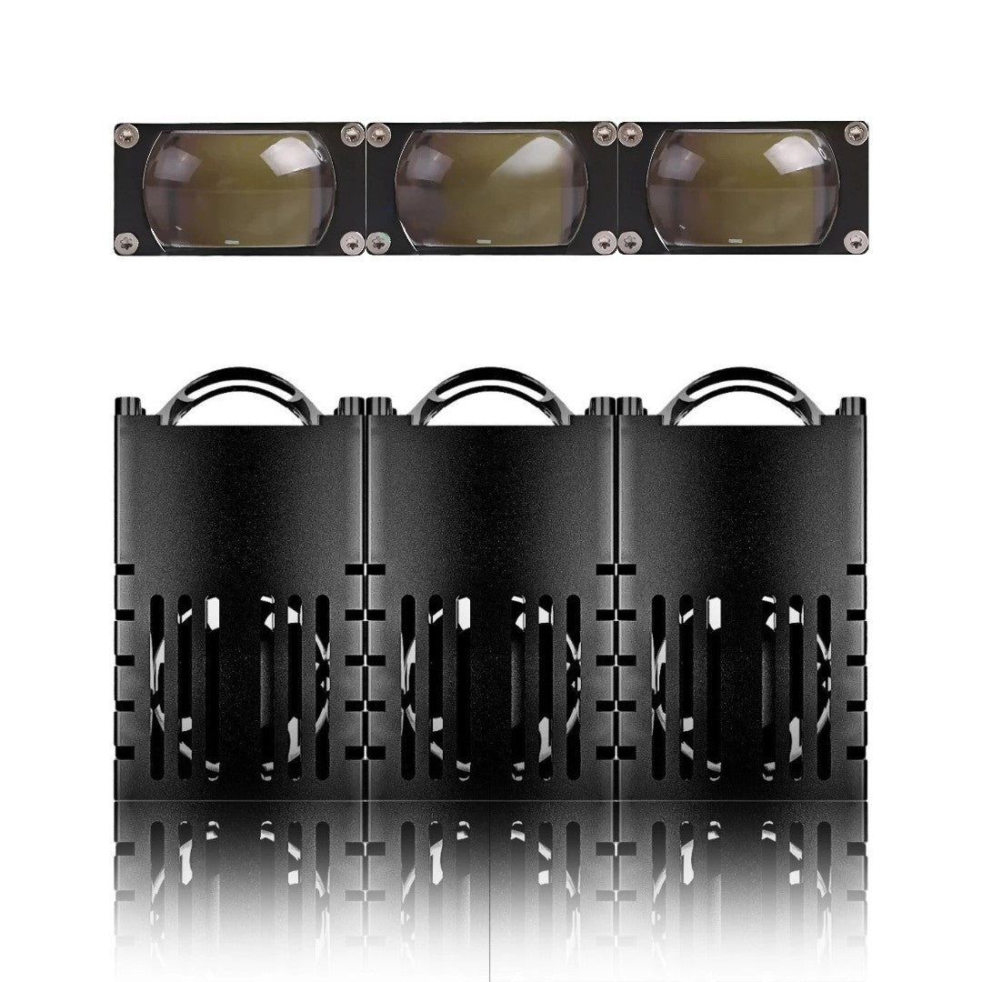 1 Pc HJG 3 Lens Super Slim High Power Devil Eye 120W Landscape Style Grill LED Fog Light for Car