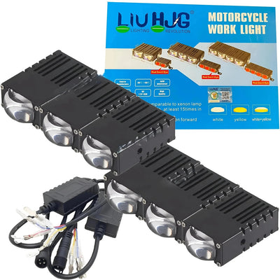 2 pcs Set HJG 3 Lens Super Slim High Power Devil Eye 120W Landscape Style Grill LED Fog Light for Car