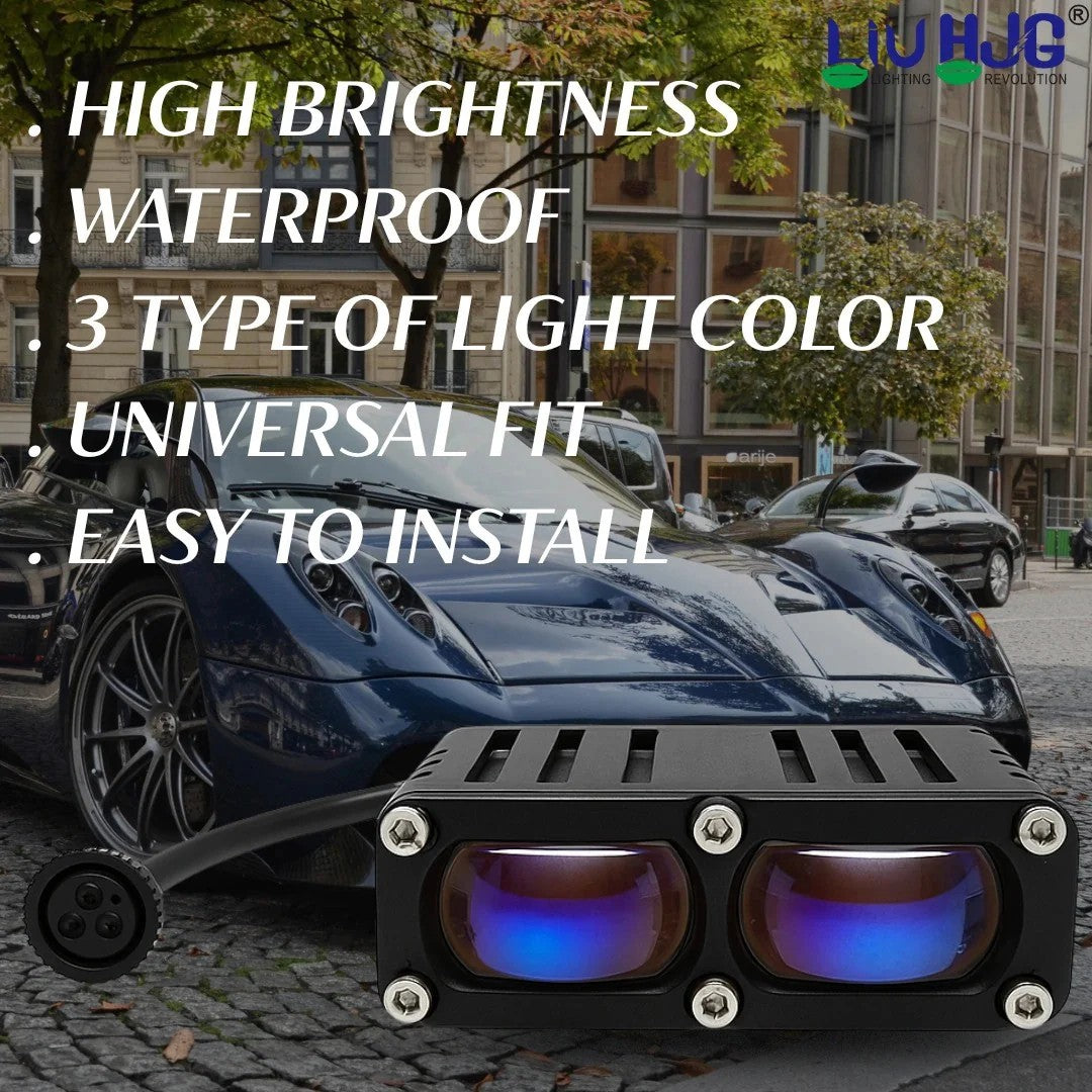 1 Pc HJG 2 Lens Super Slim High Power Devil Eye 80W Landscape Style Grill LED Fog Light for Car