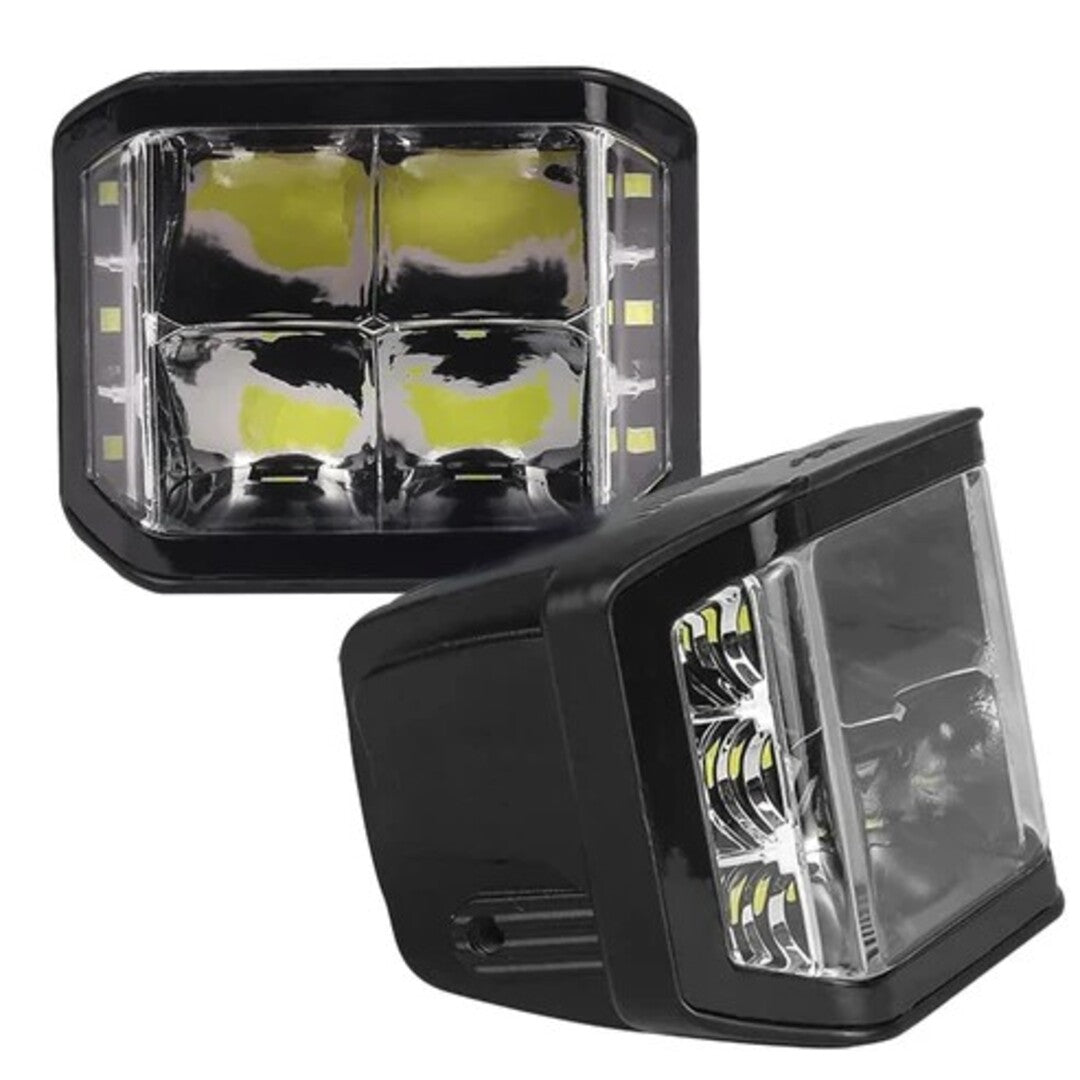 HJG W28 Extra Strong 100W Auxiliary LED Light 5INCH Lighting Work Light 3-sided Driving Lights For SUVs,Trucks,Cars 2 Pcs Set