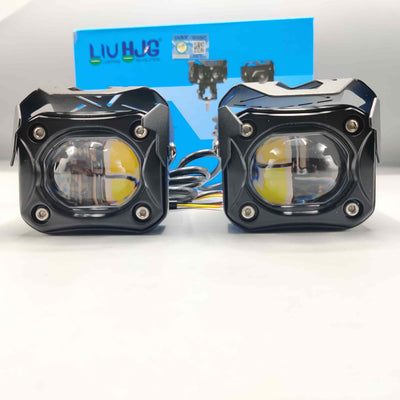 HJG Wide Lens Spotlight Headlight 9D Lens Yellow - White Beam Fog Lights 1 Pc