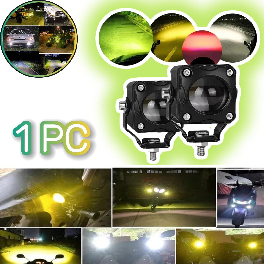 1 Pc HJG 60W Mini Projector Driving Fog Lights Three Color With Devil Eye Function For All Bikes, Cars - Jeep