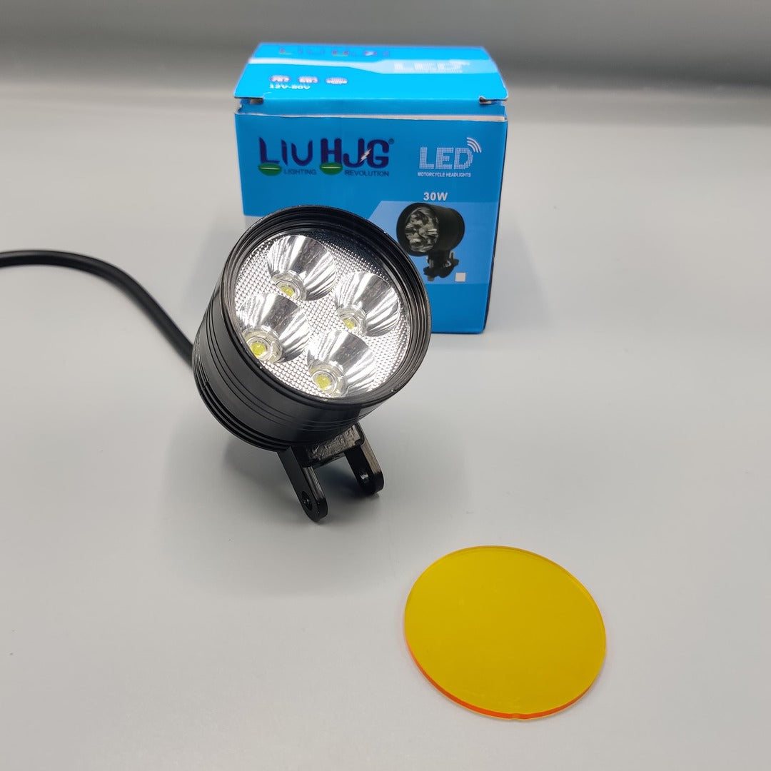 1 Pc HJG 4 Lens Flood Light Round Shape Metal Body With Yellow Cover Light
