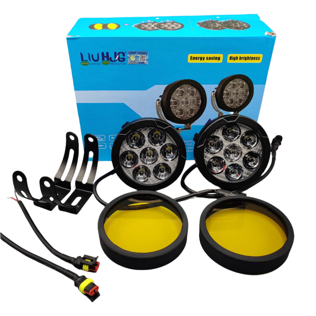 2 Pcs Set HJG 7 SMD Floodlight 140 Watt Cree SMD With Yellow Fog Covers And Bar Light