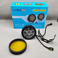 2 Pcs Set HJG 7 SMD Floodlight 140 Watt Cree SMD With Yellow Fog Covers And Wiring Bar Light