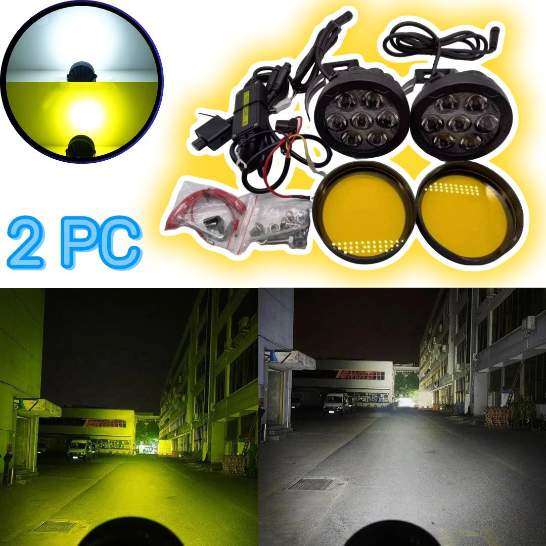 2 Pcs Set HJG 7 SMD Floodlight 140 Watt Cree SMD With Yellow Fog Covers And Wiring Bar Light