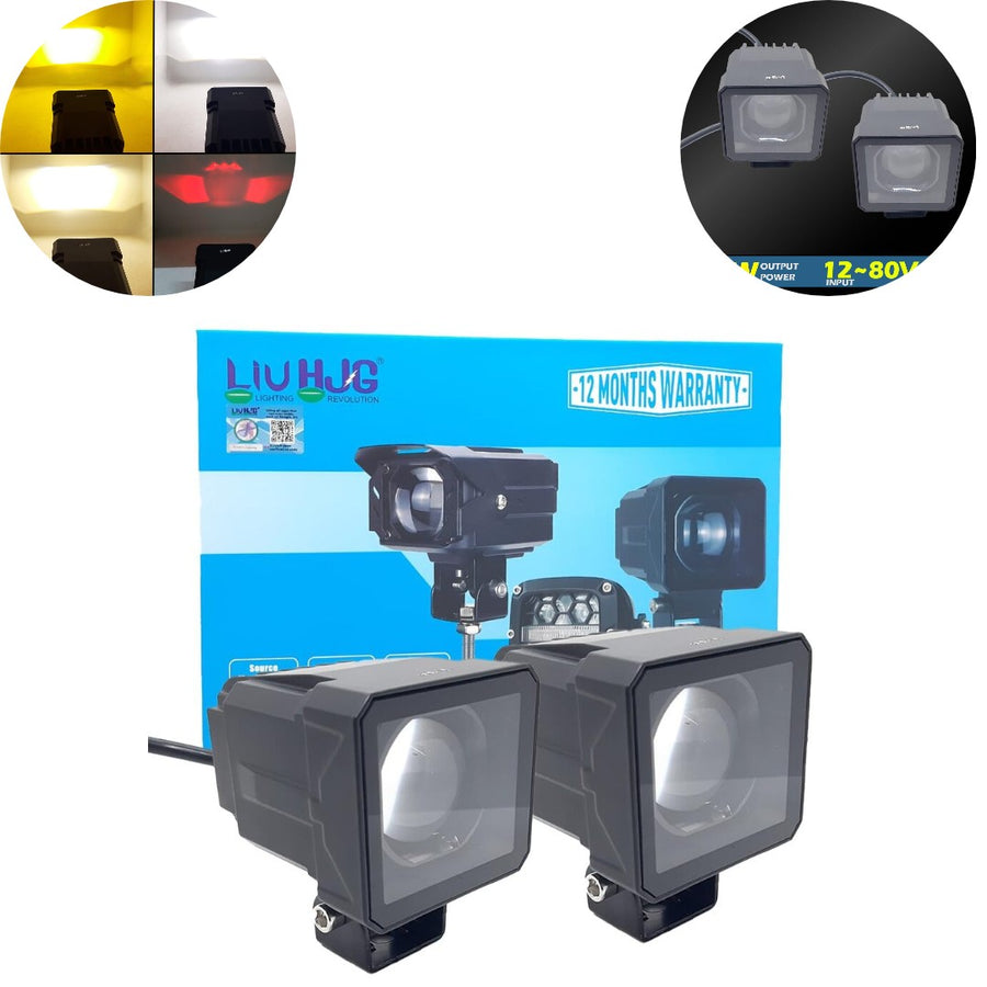 2 Pc Set HJG 80W Screwless LED Pod Light in Dual Color With Devil Eye Function