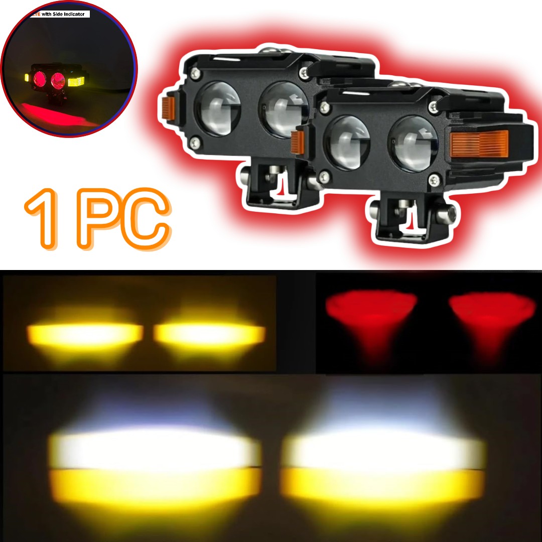 1 Pc HJG Hazard Series Fog Light Double Lens 80W Orange Hazard DRL Fog light Ultra Wide Dual Colour Fog Light