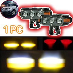1 Pc HJG Hazard Series Fog Light Triple Lens 80W Orange Hazard DRL Fog light Ultra Wide Dual Colour Fog Light
