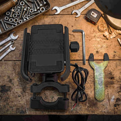 HJG Heavy Duty 360 Bike Metal Mobile Holder With Charging 2A Port In Premium Quality
