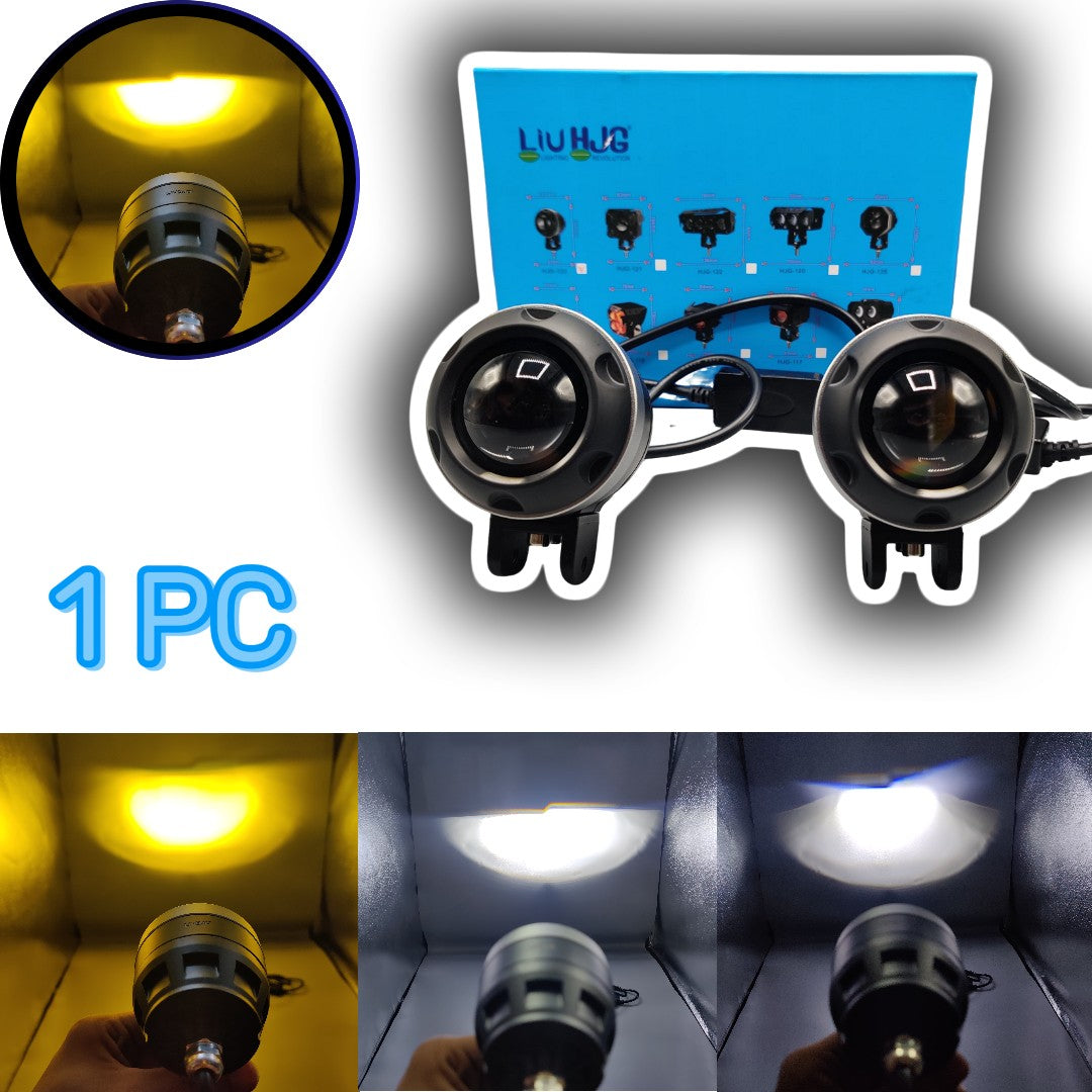 1 Pc HJG Projector Sharoud Cut Lens Light With Dual Color High/Low Shutter