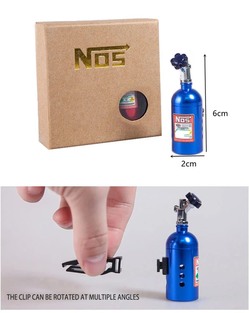 Universal Car Perfume Metal Simulation Nitrogen Bottle Decoration Accessory Nos Bottle for Car (Blue)