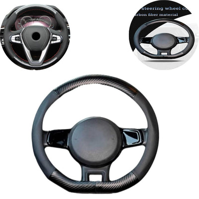 Hand sewing Top Leather Matt Carbon Fiber Steering Wheel Cover