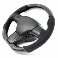 Hand sewing Top Alcantara /  Suede With Glossy Carbon Fiber Steering Wheel Cover