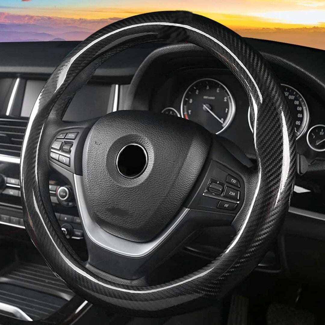 Hand sewing Top Full Carbon Fiber Steering Wheel Cover 1 Pc