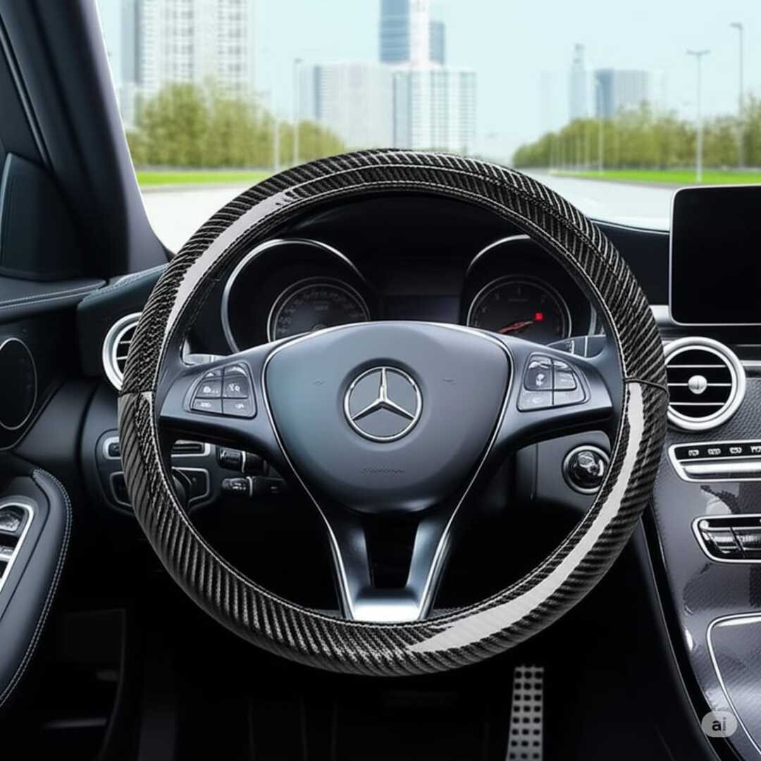 Hand sewing Top Full Carbon Fiber Steering Wheel Cover 1 Pc