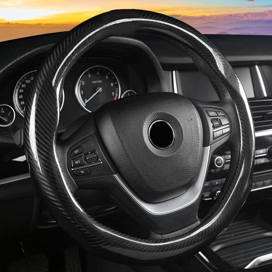 Hand sewing Top Full Carbon Fiber Steering Wheel Cover 1 Pc