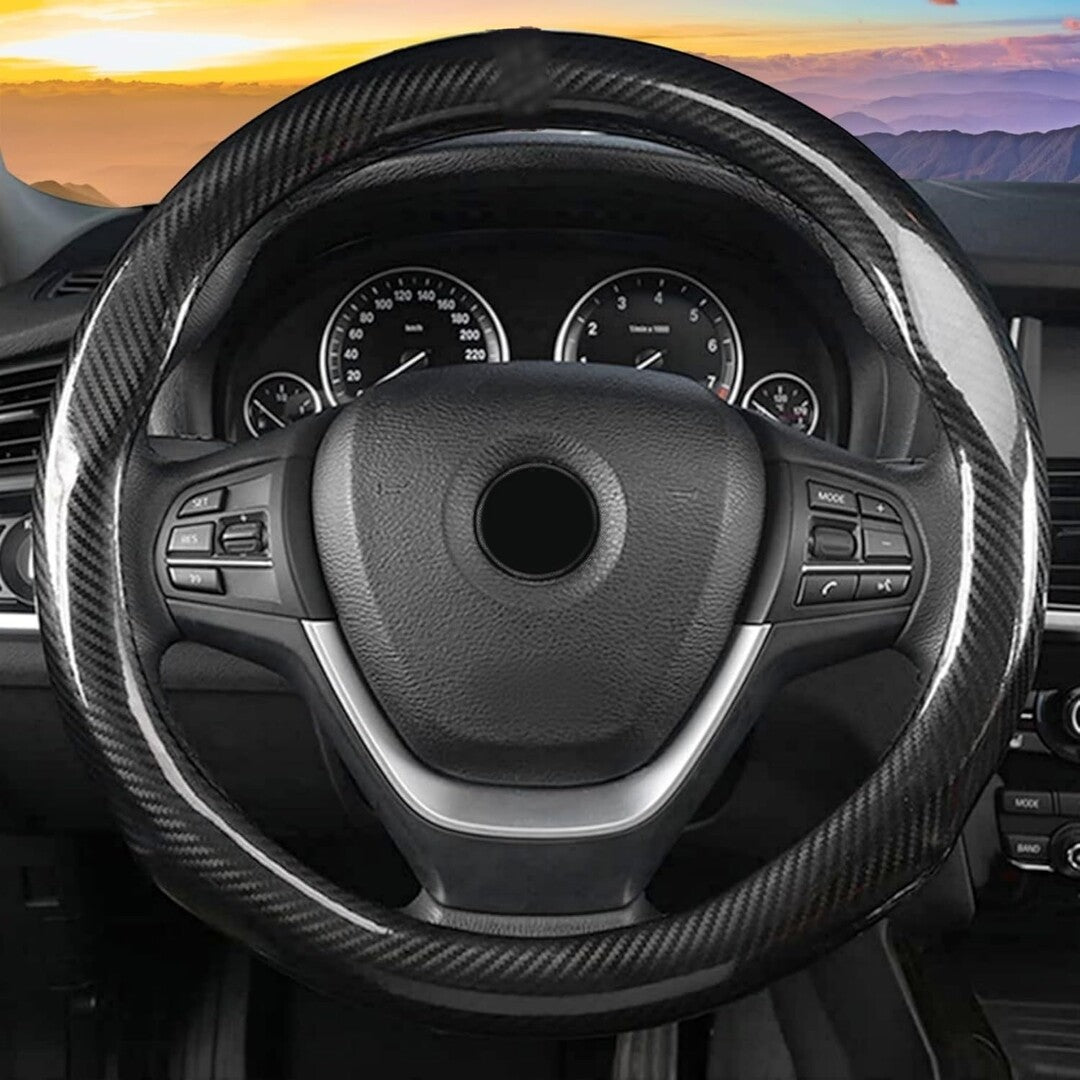 Hand sewing Top Full Carbon Fiber Steering Wheel Cover 1 Pc