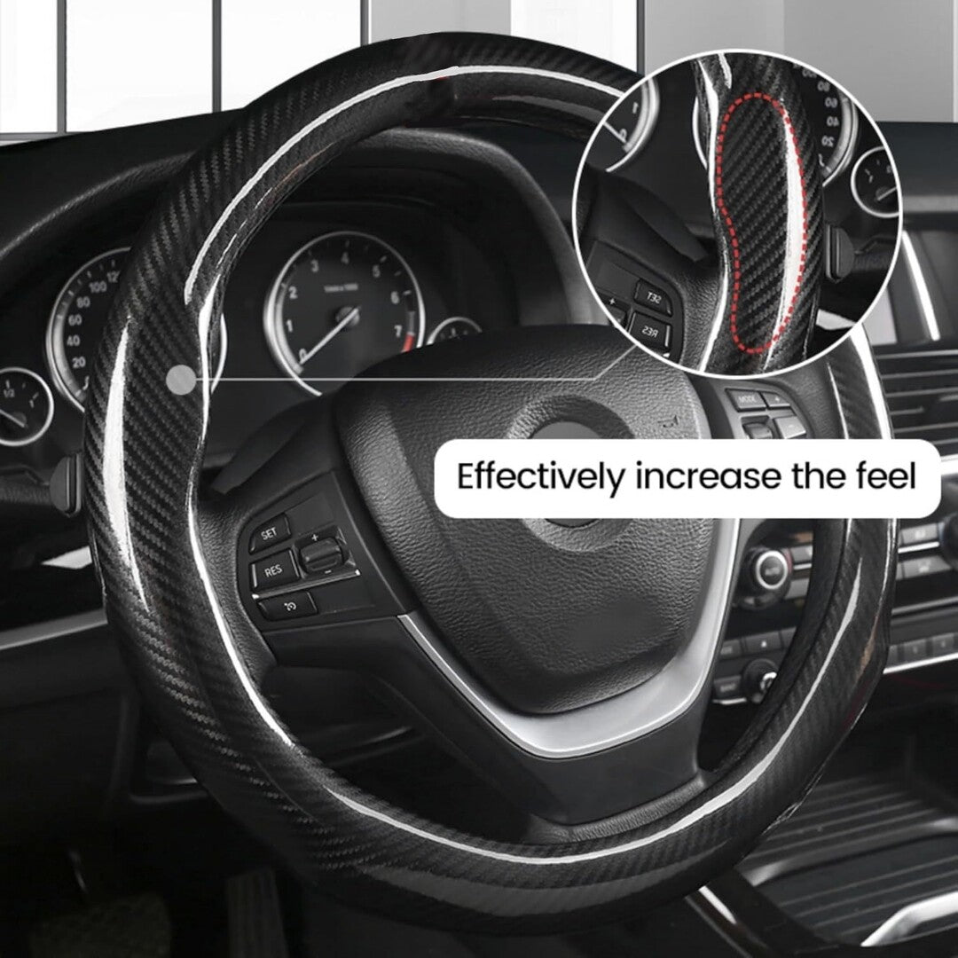 Hand sewing Top Full Carbon Fiber Steering Wheel Cover 1 Pc