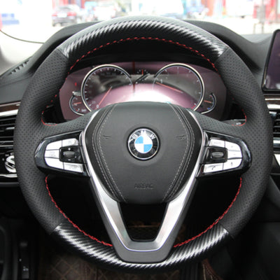 Hand sewing Top Leather Matt Carbon Fiber Steering Wheel Cover