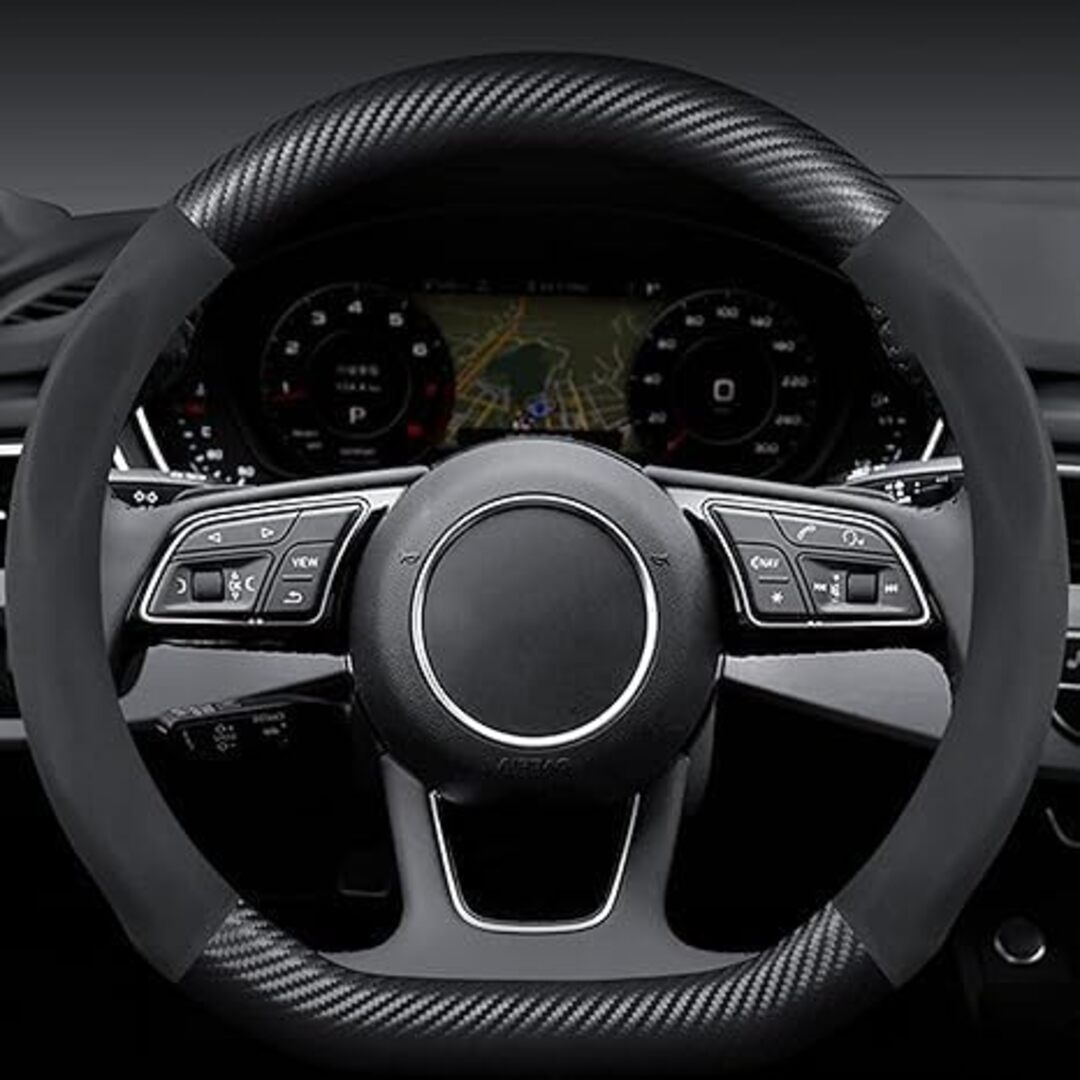 Hand sewing Top Leather Carbon Fiber Steering Wheel Cover