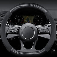 Hand sewing Top Leather Matt Carbon Fiber Steering Wheel Cover