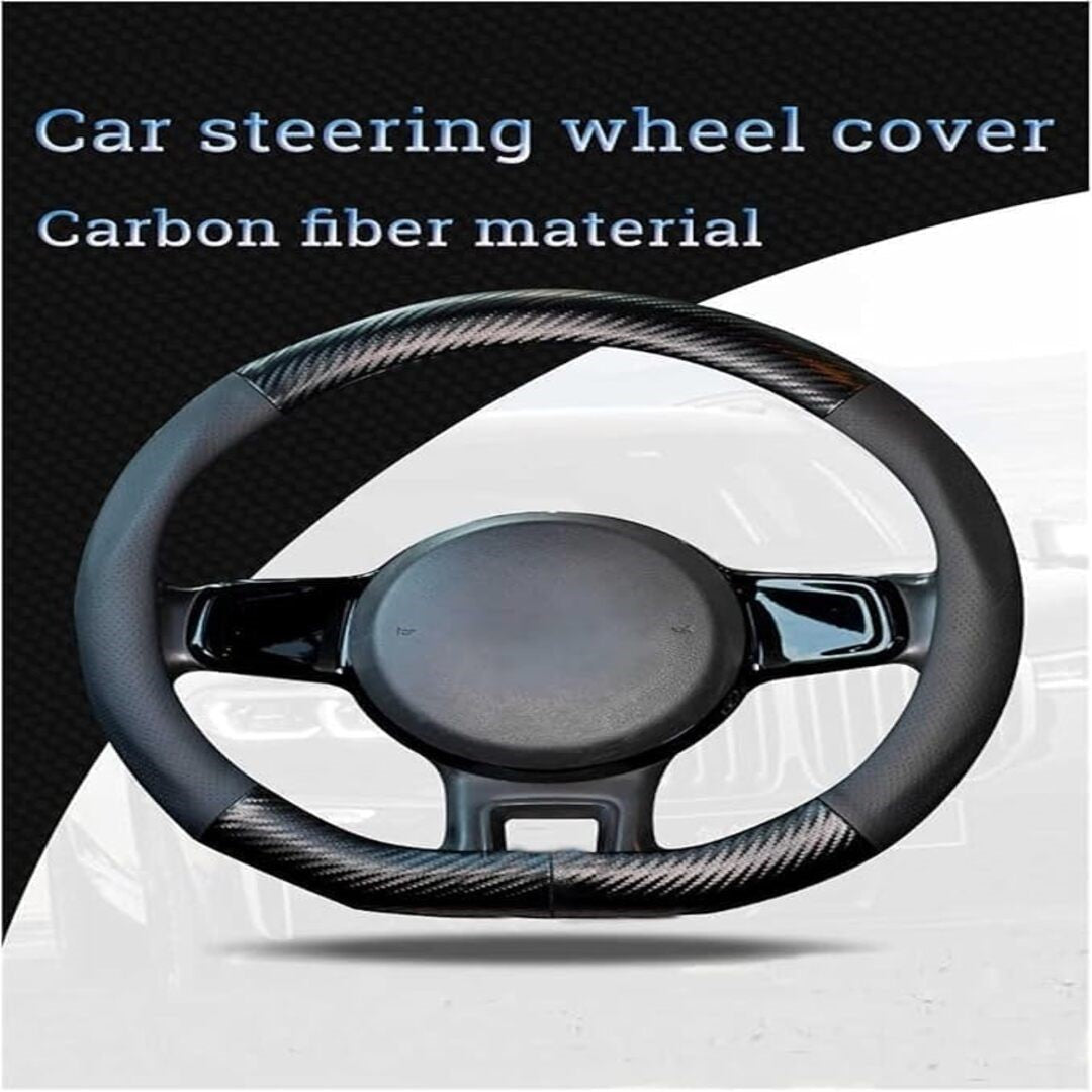 Hand sewing Top Leather Carbon Fiber Steering Wheel Cover