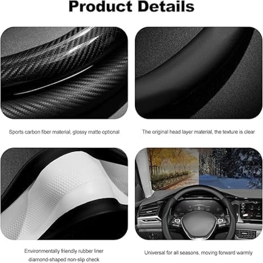 Hand sewing Top Leather Carbon Fiber Steering Wheel Cover