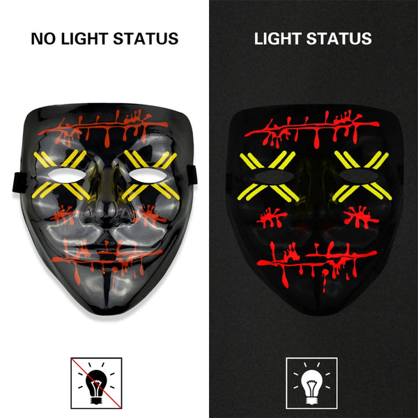 Universal Neon Halloween Mask, Led Purge Mask 3 Lighting Modes For Costplay 1 Pc(Yellow)