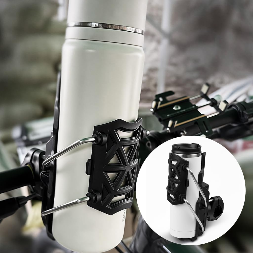 Heavy-Duty Clamp-On Bottle Holder Beverage Mount For Handlebars Fits Water Bottles For Bike