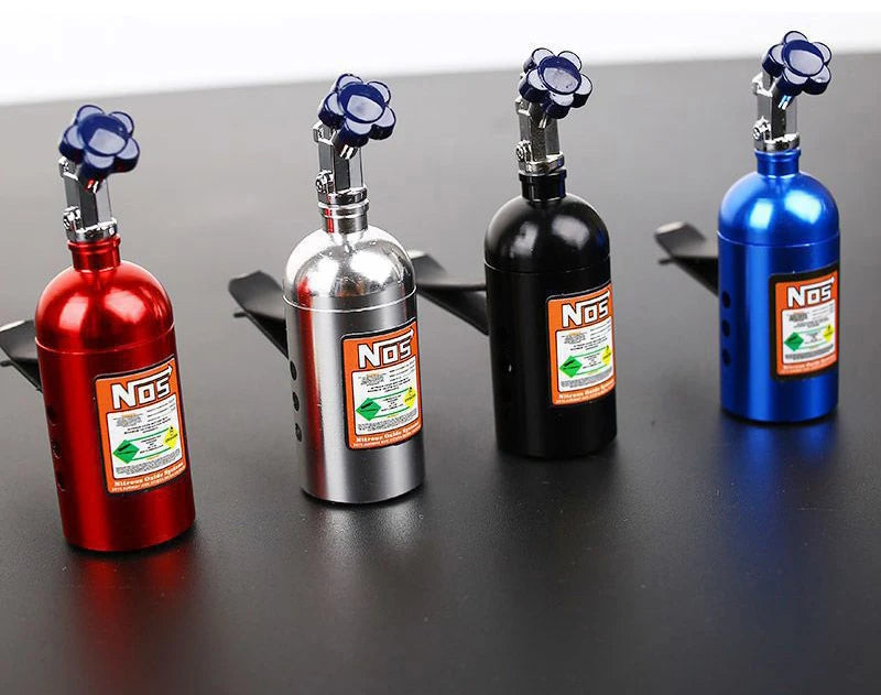 Universal Car Perfume Metal Simulation Nitrogen Bottle Decoration Accessory Nos Bottle for Car (Red)