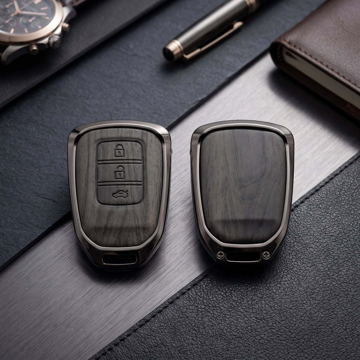 Honda City 2022 Model Elite Series Metallic Car Key Case Luxury Zinc Alloy Protection Case(Black)