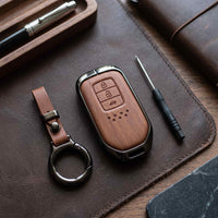 Honda City Aspire 2022-2025 Model Elite Series Metallic Car Key Case Luxury Zinc Alloy Protection Case(Brown)