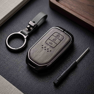 Honda City Aspire 2022-2025 Model Elite Series Metallic Car Key Case Luxury Zinc Alloy Protection Case(Grey)
