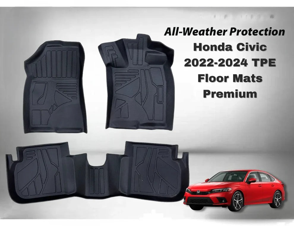 Civic 2022 Model Heavy Duty All-Weather TPE Car Floor Mats in Premium Quality